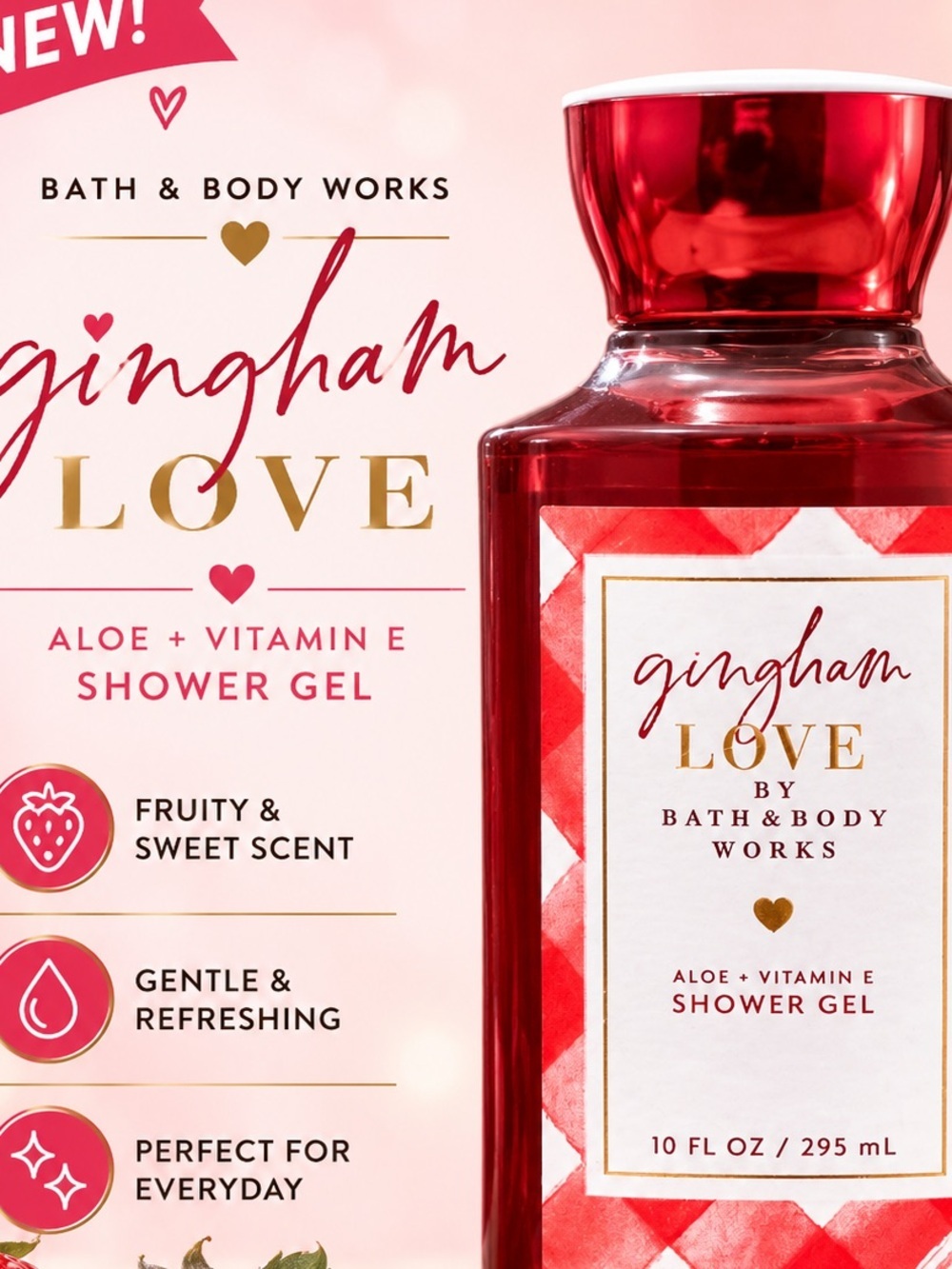 Bath & Body Works Gingham Love Shower Gel - Red